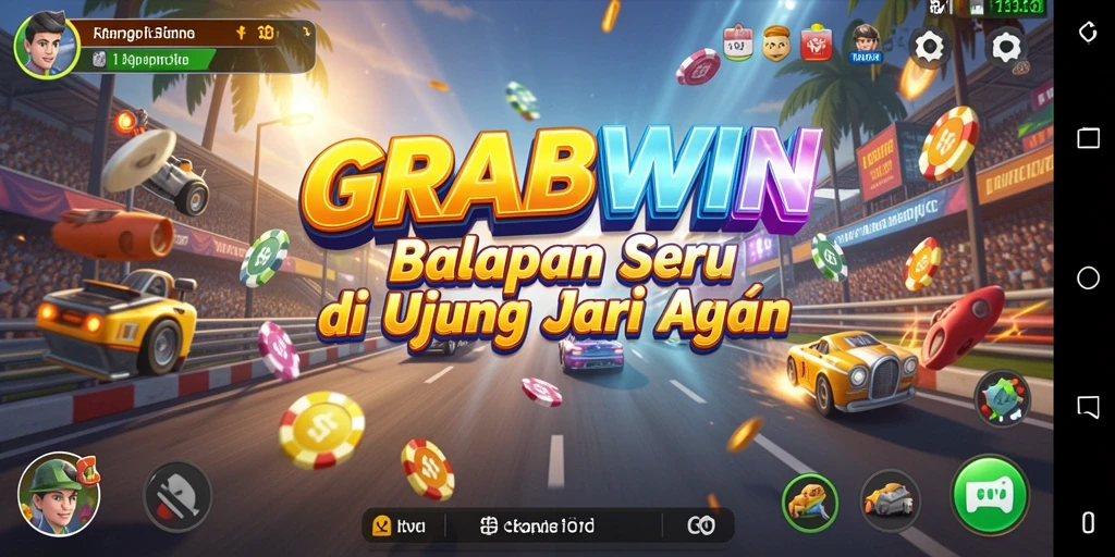 Tangkapan layar utama dari gameplay balapan yang seru di GRABWIN.