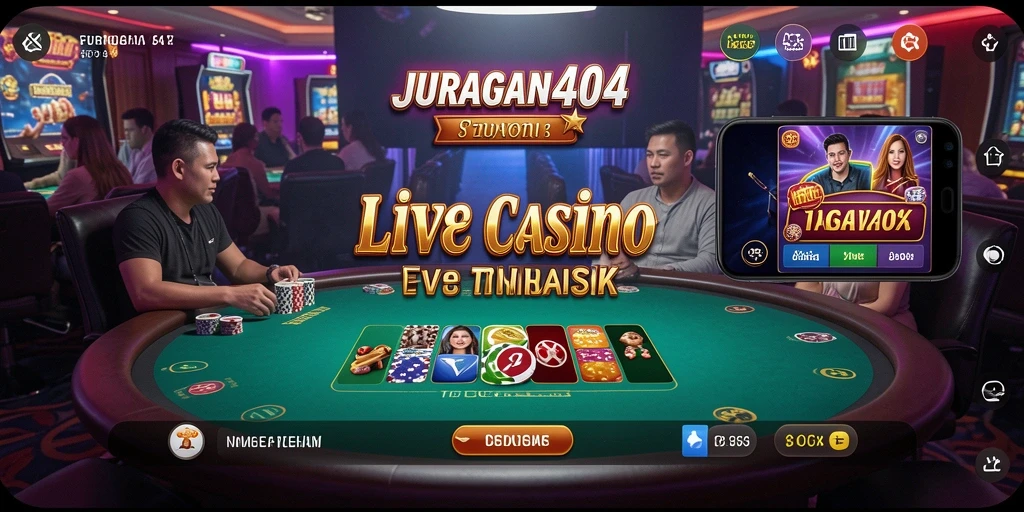 Tampilan gameplay menegangkan saat bermain Live Casino di JURAGAN404.