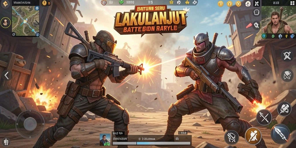 Tangkapan layar utama dari gameplay LAKULANJUT yang penuh aksi.