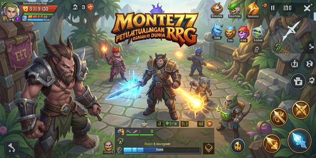 Tangkapan layar menunjukkan aksi seru dalam gameplay RPG di MONTE77.