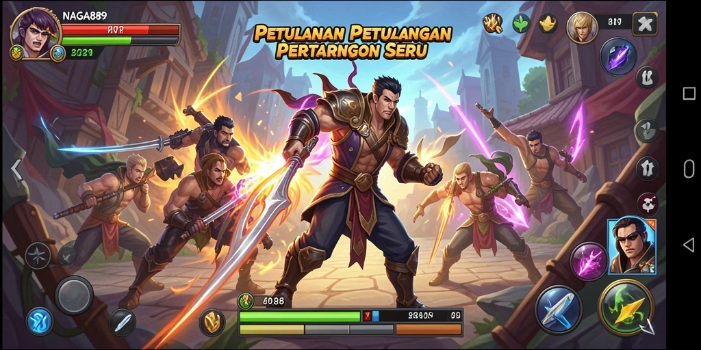Tangkapan layar dari NAGA889 yang menunjukkan aksi pertarungan mendebarkan.