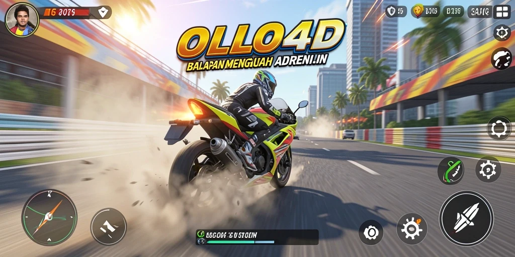 Tampilan permainan balapan motor yang mendebarkan di OLLO4D.