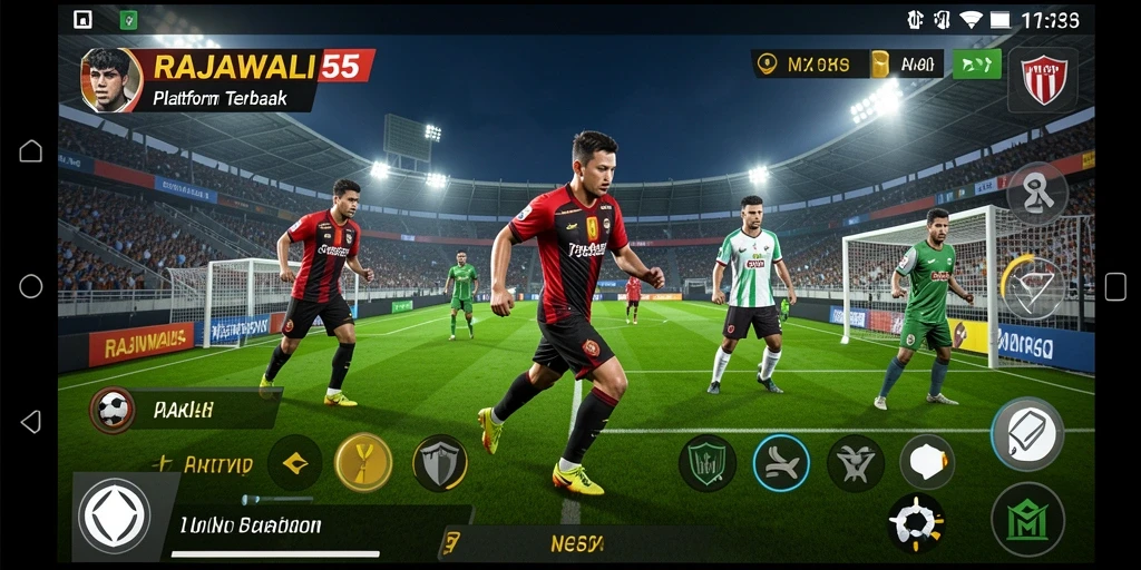 Screenshot utama RAJAWALI55 menampilkan suasana taruhan olahraga yang seru.