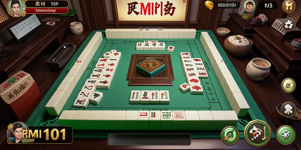 Screenshot permainan REMI101 menampilkan gameplay Mahjong yang menarik.