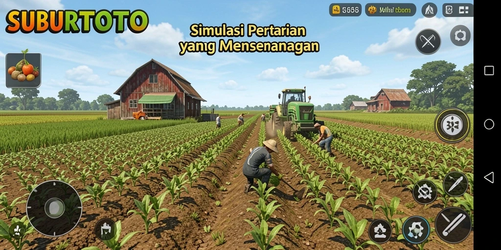 Tampilan menarik dari gameplay SUBURTOTO dalam simulasi pertanian.