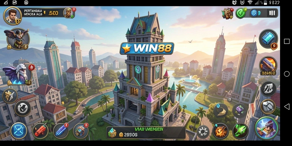 Screenshot gameplay WIN88 yang menampilkan strategi Tower Defense yang menarik.
